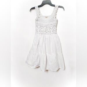 Boho White Sleeveless Crochet Top Sundress